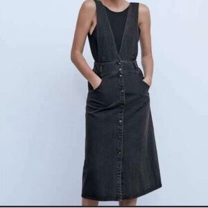 NWT ZARA Pinafore Denim Dress/Jumper 100% Cotton Size Small